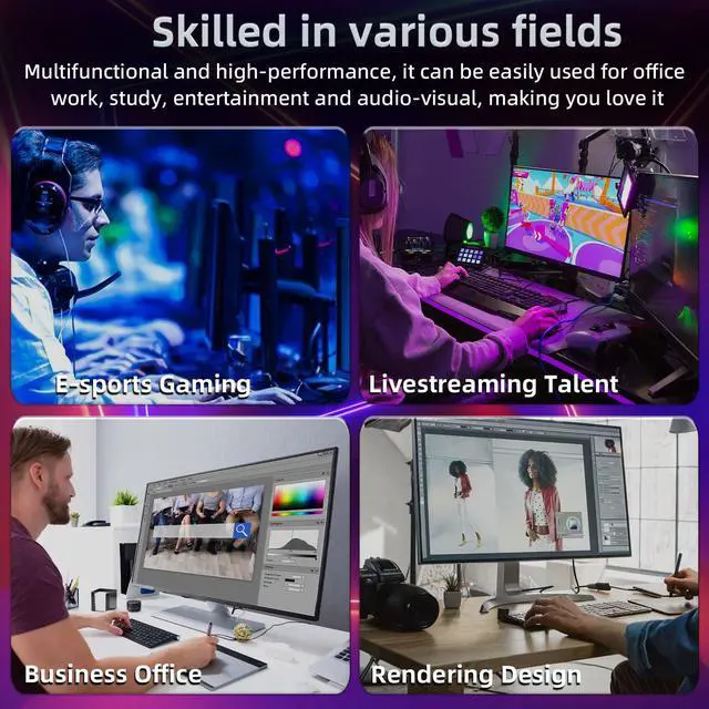 Alt view image 5 of 5 - Prebuilt Gaming PC Desktop Computer, 14th Core i5-14400Fup to 4.7GHz,32GB DDR4 3200 RAM, 1TB M.2 NVME SSD,RTX2060 6GB GDDR6 Graphics Card WIFI6 HDMI,RGB Fan x5,Windows 11 Home