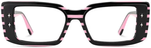 Main image of Zeelool Blue Light Glasses for Women Retro Starry Stripe Rectangle Eyeglasses Fashion Computer Eyewear Glasses Anti Eyestrain Gleam JGA690824-01B