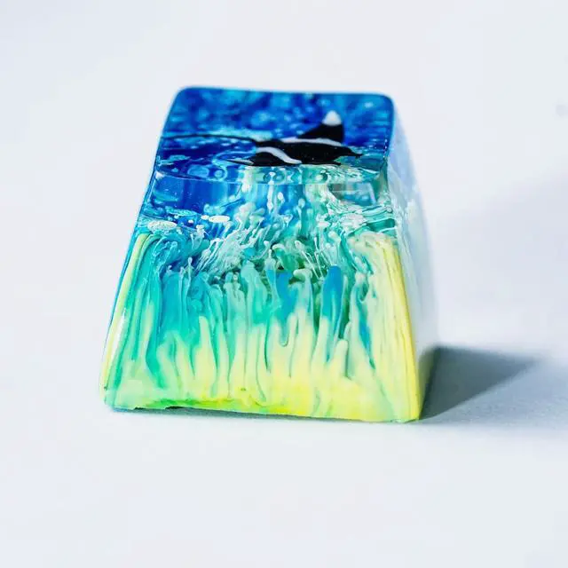 Alt view image 5 of 5 - Manta Ray Artisan Keycap Light Yellow Blue Coral R1 SA Profile Custom Sea Creatures Keycaps 1U ESC Handmade Gaming Resin Key Cap Cherry MX Switch Compatible Mechanical Keyboard Manta Ray Lover Gift