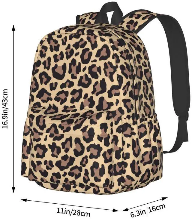 Alt view image 4 of 5 - Jbofyee Leopard Animal Texture Laptop Backpack For Men Women, Lightweight Daypack Bookbag For Daily Commutes Business Travel Hiking