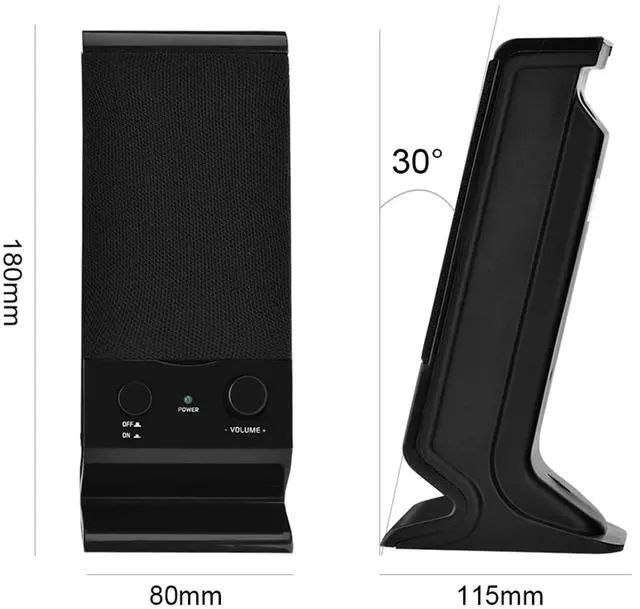 Alt view image 2 of 5 - Portable Mini USB 2.0 3.5mm 3.5mm Computer Speakers, Bass Combination Subwoofer High-Fidelity Speaker with Dual Driver Design Ideal for PC, Laptop & Mobile Devices