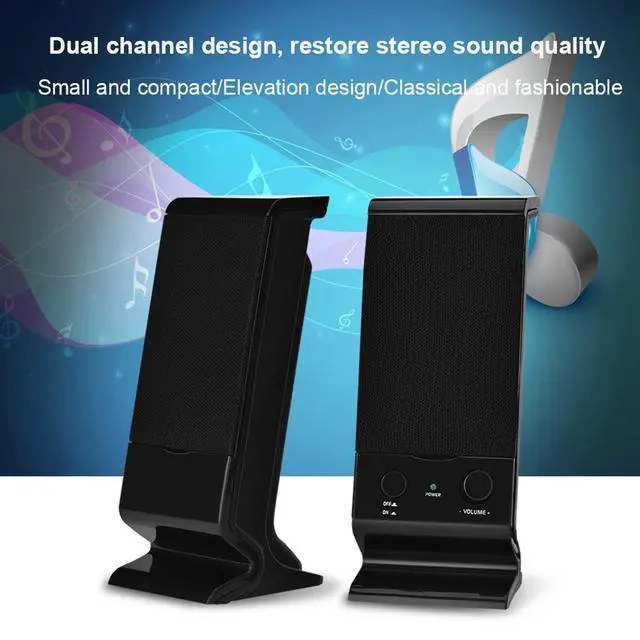 Alt view image 5 of 5 - Portable Mini USB 2.0 3.5mm 3.5mm Computer Speakers, Bass Combination Subwoofer High-Fidelity Speaker with Dual Driver Design Ideal for PC, Laptop & Mobile Devices