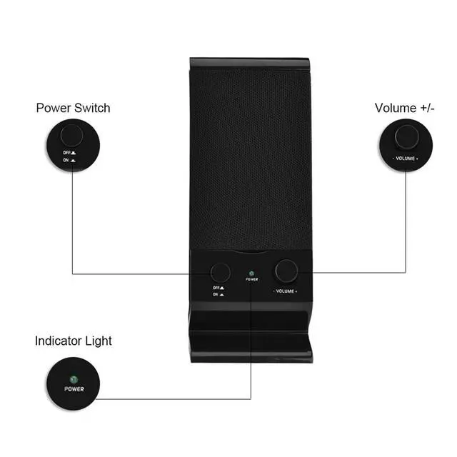Alt view image 4 of 5 - Portable Mini USB 2.0 3.5mm 3.5mm Computer Speakers, Bass Combination Subwoofer High-Fidelity Speaker with Dual Driver Design Ideal for PC, Laptop & Mobile Devices
