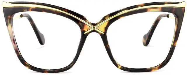 Main image of Zeelool Stylish Oversized Cat Eye Glasses for Women with Non-prescription Clear Lens Winston OX006465-03 Tortoise
