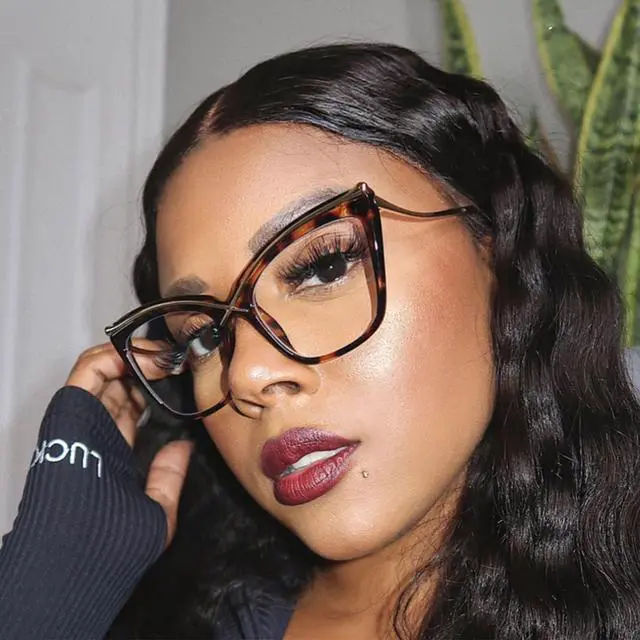 Alt view image 2 of 5 - Zeelool Stylish Oversized Cat Eye Glasses for Women with Non-prescription Clear Lens Winston OX006465-03 Tortoise
