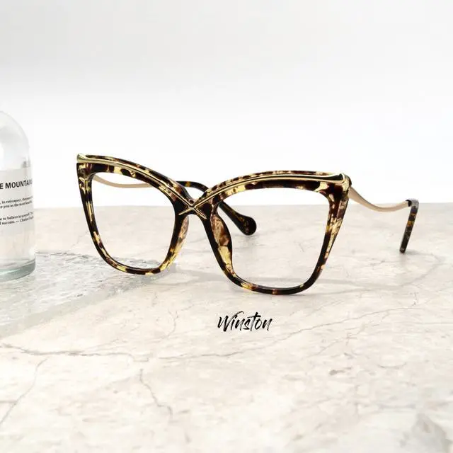 Alt view image 4 of 5 - Zeelool Stylish Oversized Cat Eye Glasses for Women with Non-prescription Clear Lens Winston OX006465-03 Tortoise