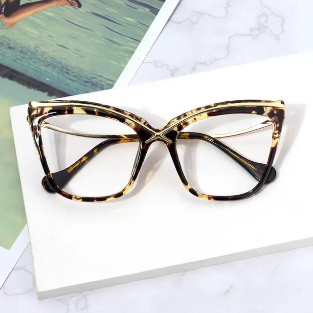 Alt view image 5 of 5 - Zeelool Stylish Oversized Cat Eye Glasses for Women with Non-prescription Clear Lens Winston OX006465-03 Tortoise