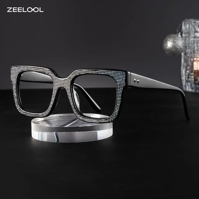 Alt view image 3 of 5 - Zeelool Blue Light Blocking Glasses, Square Acetate Glasses Frame for Women Eyeglasses JGA867013-02B
