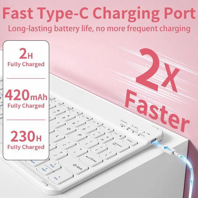 Alt view image 3 of 5 - BQDIYOO Case for iPad Air 7th/6th 11-inch M3/M2 (2025/2024) & 10.9 inch Air 5th 4th Gen with Keyboard 2022 2020, Detachable Wireless Keyboard Cover with Pencil Holder, Auto Sleep/Wake, Pink