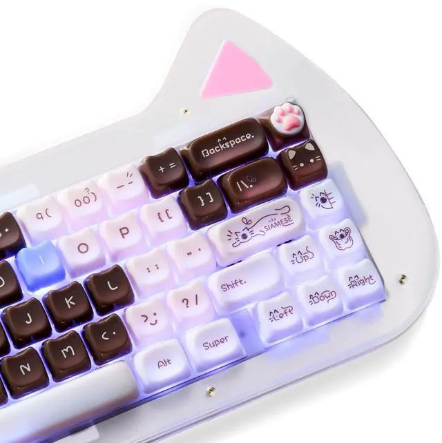 Main image of HITIME x XVX Jelly Keycaps - Cute Jade Keycaps, Siamese Cat Ceramic Keycap 60 65 75 100 Percent, Mao Profile, Custom Keycap 148 Keys Set for 100%, 75%, 65%, 60% Mechanical Keyboard