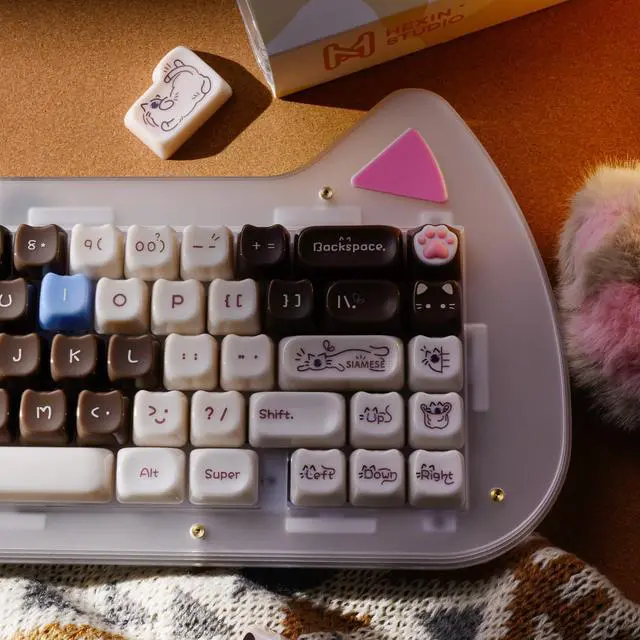 Alt view image 4 of 5 - HITIME x XVX Jelly Keycaps - Cute Jade Keycaps, Siamese Cat Ceramic Keycap 60 65 75 100 Percent, Mao Profile, Custom Keycap 148 Keys Set for 100%, 75%, 65%, 60% Mechanical Keyboard