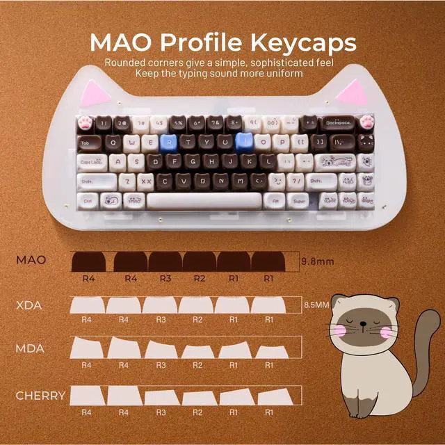 Alt view image 5 of 5 - HITIME x XVX Jelly Keycaps - Cute Jade Keycaps, Siamese Cat Ceramic Keycap 60 65 75 100 Percent, Mao Profile, Custom Keycap 148 Keys Set for 100%, 75%, 65%, 60% Mechanical Keyboard