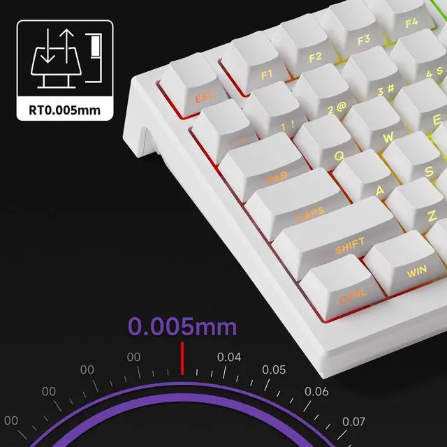 Alt view image 2 of 5 - Akko TAC75 Rapid Trigger Gaming Keyboard Wired HE Keyboard Shine Through White, AstroAim Switch