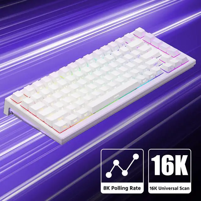 Alt view image 3 of 5 - Akko TAC75 Rapid Trigger Gaming Keyboard Wired HE Keyboard Shine Through White, AstroAim Switch