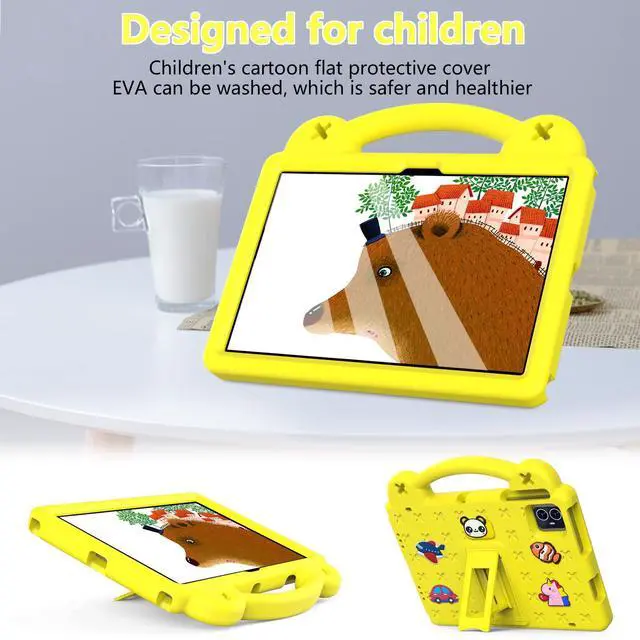 Alt view image 5 of 5 - Dteck Case for Onn 10.1" Tablet 2024 Gen 4, Cartoon Panda Shockproof Rugged Lightweight Convertible Stand Handles Kids Friendly Case for Onn 10.1 inch 4 Gen Tablet 2024 (Model:100135925),Yellow