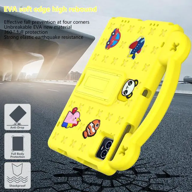 Alt view image 4 of 5 - Dteck Case for Onn 10.1" Tablet 2024 Gen 4, Cartoon Panda Shockproof Rugged Lightweight Convertible Stand Handles Kids Friendly Case for Onn 10.1 inch 4 Gen Tablet 2024 (Model:100135925),Yellow