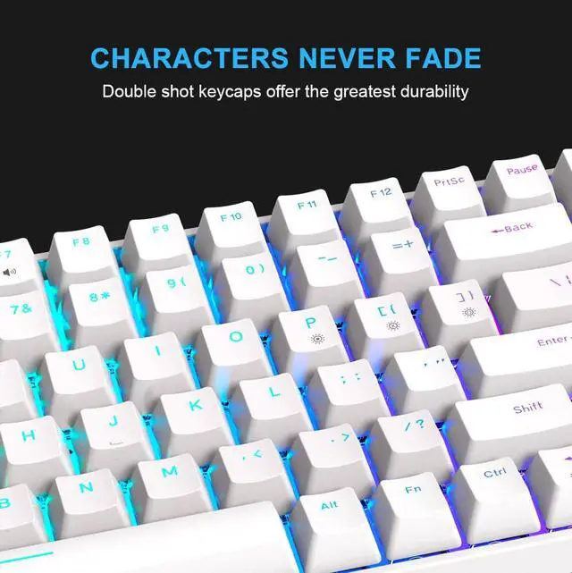 Alt view image 5 of 5 - FOXXRAY HKM-S93 Wired Mechanical Gaming Keyboard, Compact 75% Small Size Keyboard for PC, 84 Keys Hot-Swappable Blue Switch, RGB Backlit with Customizable Keys, Double Shot Keycaps (White)
