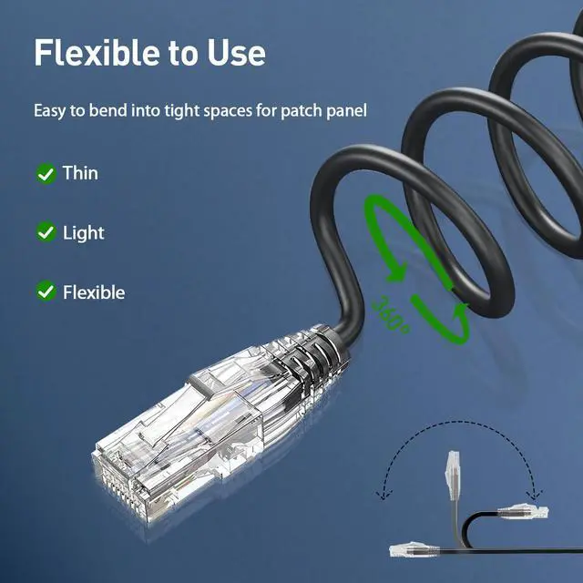 Alt view image 4 of 5 - ZOERAX Cat6a Patch Cables 2ft (24 Pack), Slim Cat6 Ethernet Patch Cable 10Gbps 550MHz, RJ45, Gold-Plated Connectors, Internet for PC, TV, Tablet, Router, Printer, Servers, IT Data Center