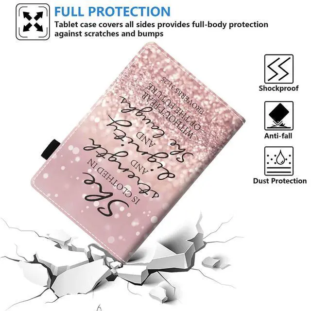 Alt view image 4 of 5 - BXIKEOPIU Case for All-New Kindle Fire HD 8/Fire HD 8 Plus Tablet (10th Generation, 2020 Released) - Bible Verse Proverbs 31:25 Design Slim PU Leather Cover with Auto Sleep Wake