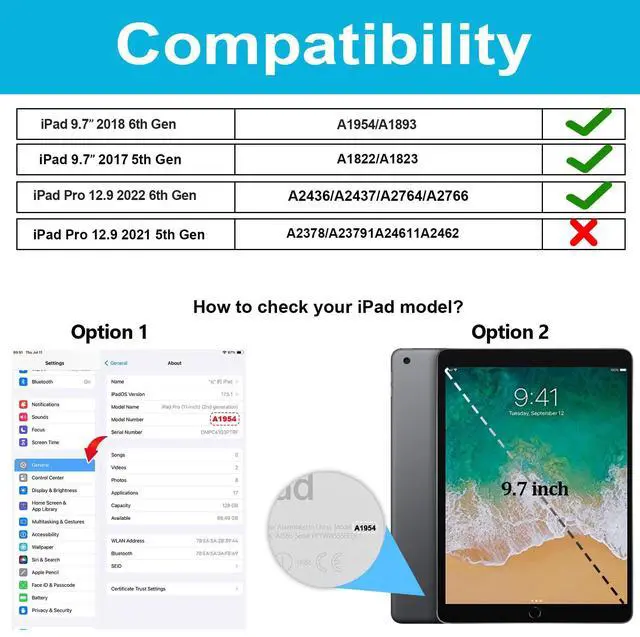 Alt view image 2 of 5 - Case for iPad 6th/5th Generation 9.7 INCH: TPU Cover for iPad 9.7 (2018/2017) & iPad Air 2 9.7" with Screen Protector- Stand- Handle- Shoulder Strap-Pencil Holder- Red