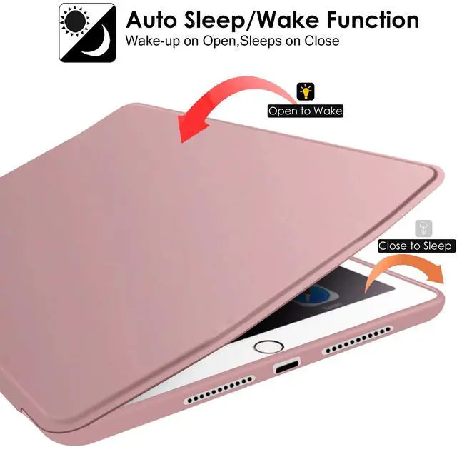 Alt view image 3 of 5 - DuraSafe Cases for iPad Air 1 9.7 Inch 6 5 2 [iPad 5th 6th Air 1st 2nd Gen ] A1893 A1822 A1566 MD785LL/A MD788LL/A MD786LL/A MD789LL/A Full Body Soft Back Cover Wake/Sleep Feature - Rose Gold