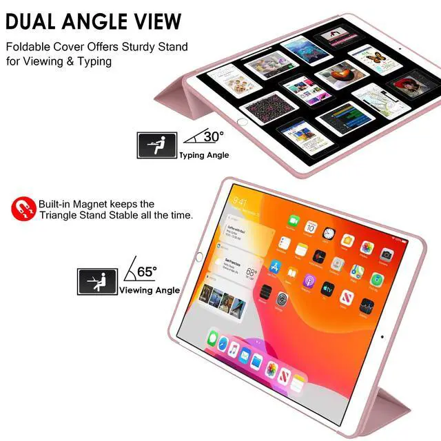 Alt view image 4 of 5 - DuraSafe Cases for iPad Air 1 9.7 Inch 6 5 2 [iPad 5th 6th Air 1st 2nd Gen ] A1893 A1822 A1566 MD785LL/A MD788LL/A MD786LL/A MD789LL/A Full Body Soft Back Cover Wake/Sleep Feature - Rose Gold