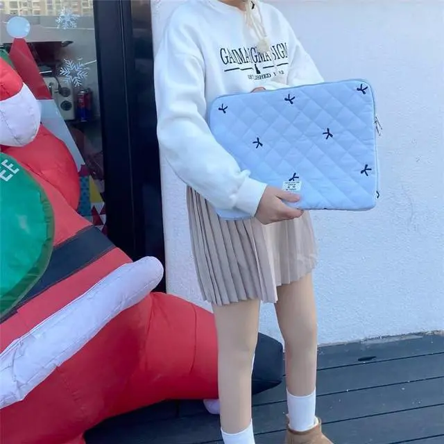 Alt view image 5 of 5 - Attria Cute Bow Graphic Carrying Laptop Bag Y2K Preppy Laptop Sleeve Case Bag Kawaii Pad Computer Protect Case Pouch (13-14 inch,Blue)