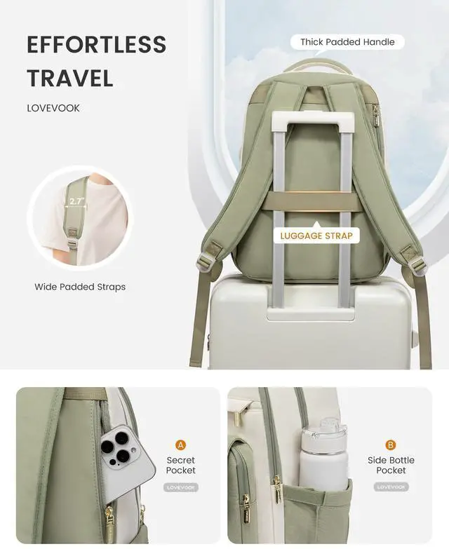 Alt view image 4 of 5 - LOVEVOOK School Backpack for Teen Girls, Cute Student Backpack Purse Kid Bookbag for 14-16 Teenage, Back to School Backpacks Fit 15.6 Inch Laptop, Large College Travel Bag, Light Grey-pink