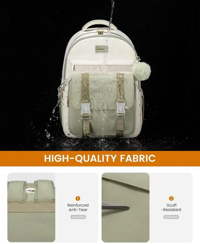 Alt view image 5 of 5 - LOVEVOOK School Backpack for Teen Girls, Cute Student Backpack Purse Kid Bookbag for 14-16 Teenage, Back to School Backpacks Fit 15.6 Inch Laptop, Large College Travel Bag, Light Grey-pink