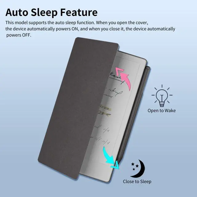 Alt view image 4 of 5 - Case for Remarkable Paper Pro Move 7.3",Auto-Wake/Sleep Cover with Built-in Pen Holder and Nibs Holder,Flip Case for Remarkable Paper Pro MoveBlack