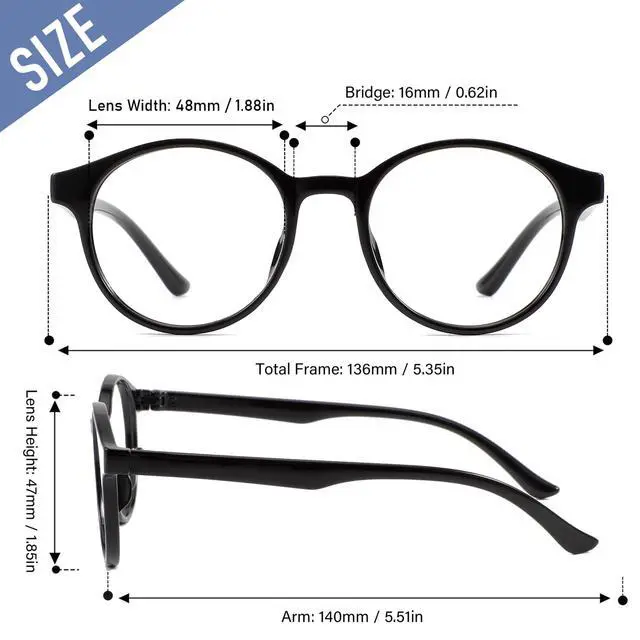 Alt view image 4 of 5 - Przene Round Blue Light Blocking Glasses for Women Men Retro Computer Glasses Grey