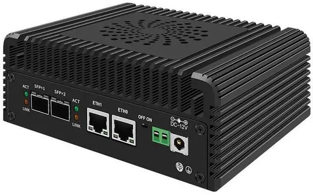 Alt view image 2 of 5 - HKUXZR Firewall Appliance Mini PC, New 12th gen Intel N150 Soft Router 2X10G SFP+ Intel 82599ES Optical Port chip+ 2XI226-V 2.5G Nvme 2XHD DDR5 NAS Server VPN Router PC AES-NI HDMI DP (NO RAM NO SSD)