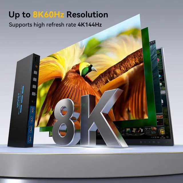 Alt view image 4 of 5 - 4K120Hz KVM Switch 4 Computers 1 Monitor HDMI 8K KVM Switches 4 Port Share Single Monitor and 4 USB 3.0 Devices Such as Mouse, Keyboard, Printer, Comes with EDID Function and a Controller