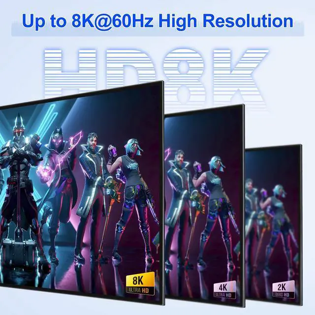 Alt view image 4 of 5 - 8K@60Hz HDMI KVM Switch 4 in 1, Ultra HD KVM Switcher for 4 Computers Share One Monitor, with 4 USB 3.0 Ports, Aluminum Housing, Support Keyboard, Mouse, Printer, with 4 USB Cables and Controller