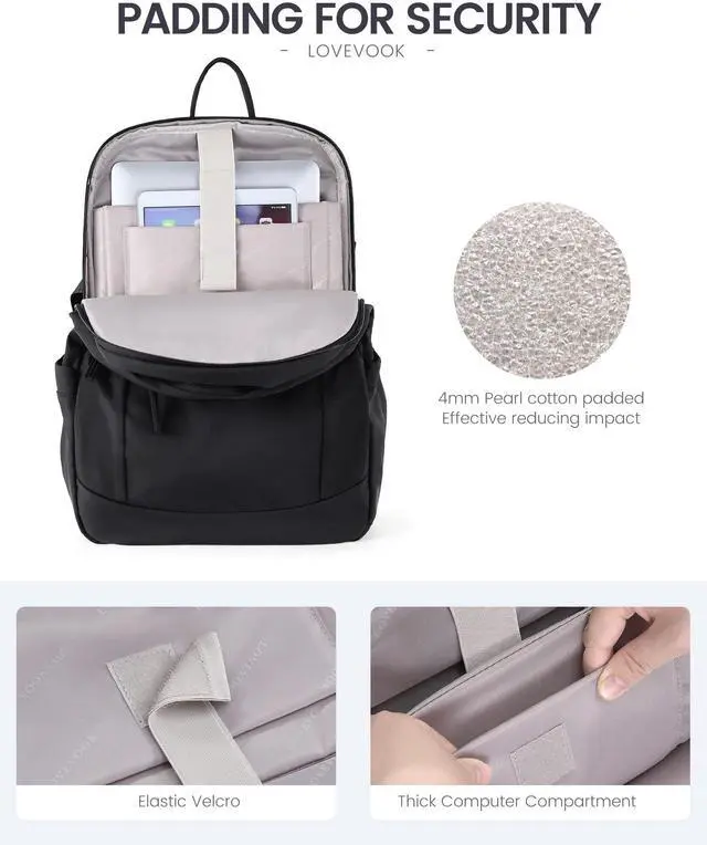 Alt view image 3 of 5 - LOVEVOOK Laptop Backpack for Women Men, 15.6 Inch Work Business Computer Backpack, College School Bookbag for Student Teen Girl Boy, Travel Personal Item Bag, Casual Daypack Purse for Back to School