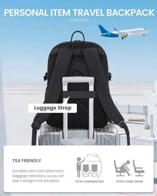 Alt view image 5 of 5 - LOVEVOOK Laptop Backpack for Women Men, 15.6 Inch Work Business Computer Backpack, College School Bookbag for Student Teen Girl Boy, Travel Personal Item Bag, Casual Daypack Purse for Back to School