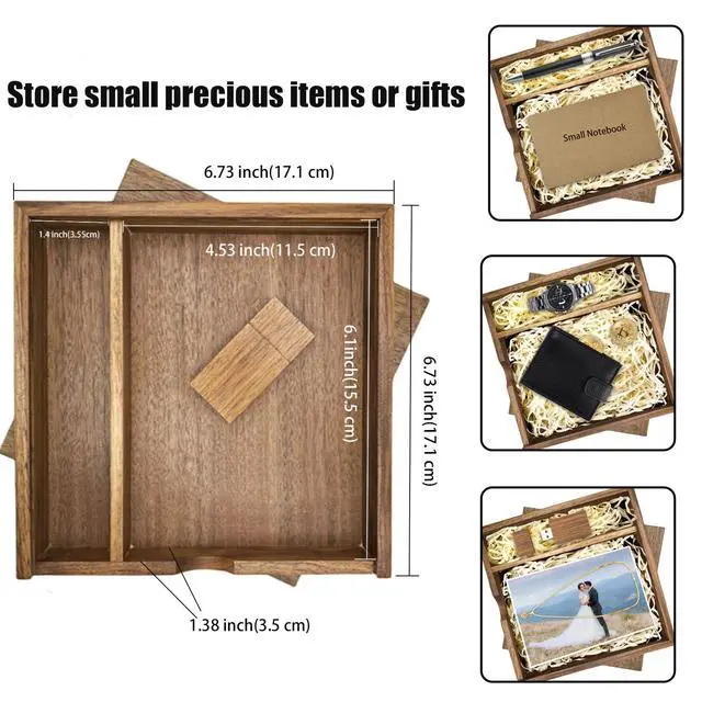 Alt view image 4 of 5 - Wooden USB Flash Drive 16GB USB3.0 TATMOHIK Wedding USB Drive with Box for Storing Photos Wood USB Thumb Drives Memory Stick Pen Stick Gift for Birthday/Wedding/Christmas Day(Box:6.73x6.73x1.38 inch)