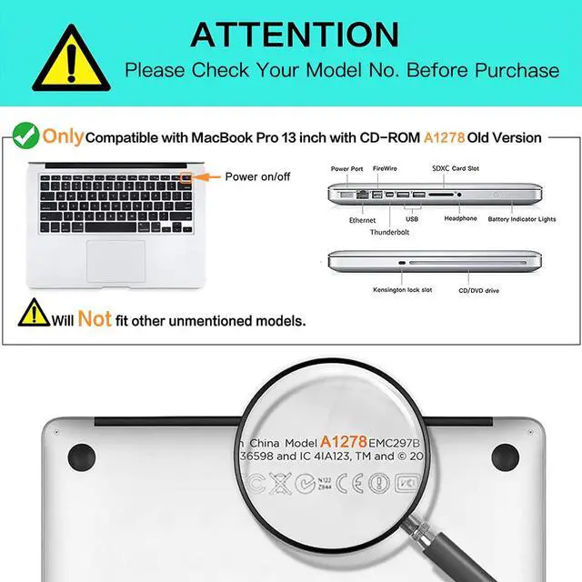 Alt view image 2 of 5 - MOSISO Compatible with MacBook Pro 13 inch Case (Model: A1278, with CD-ROM) Old Version Release Early 2012/2011/2010/2009/2008, Protective Plastic Hard Shell Case Cover, Black