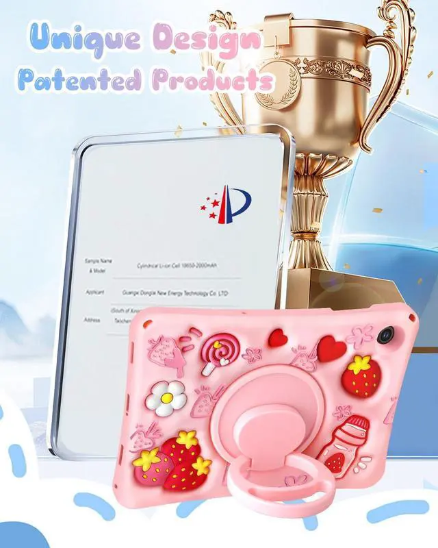 Alt view image 5 of 5 - Boaretiu for Galaxy Tab A9 Plus 11 Inch 2023 - with Shoulder Strap & Rotating Stand Strawberry Cute Cartoon 3D Kawaii for Girls Girly Teens Soft Silicone for Samsung A9+ Tablet Case