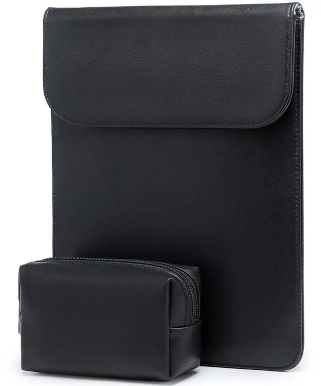 Main image of HYZUO 15 Inch Laptop Sleeve Bag for MacBook Air 15 M4 A3241 M3 M2 2025-2023, 15" Surface Laptop 7/6/5/4/3, MacBook Pro 15 2019-2016, Faux Suede Leather Case Cover with Carry Pouch, Black