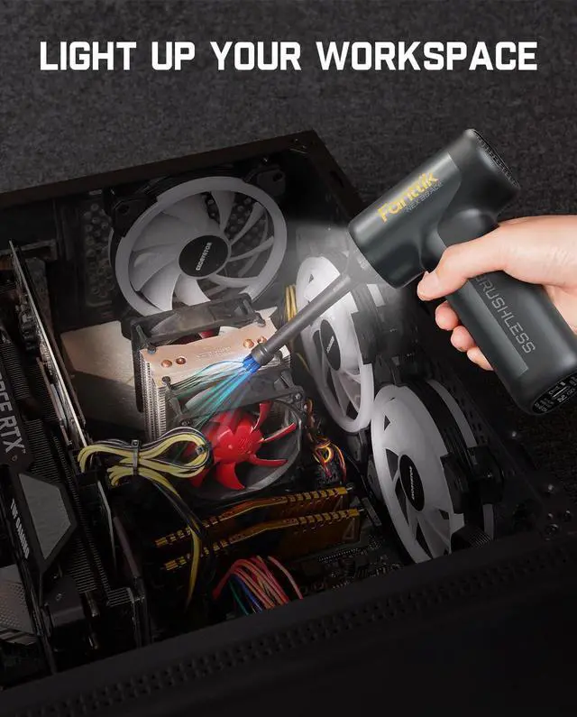 Alt view image 4 of 5 - Fanttik B8 Ace Electric Air Duster, Compressed Air Duster, 110000RPM Brushless Motor, 2600mAh Rechargeable Battery, LED Light, Air Blower for Keyboard, PC Fans & Housing, Cabinet