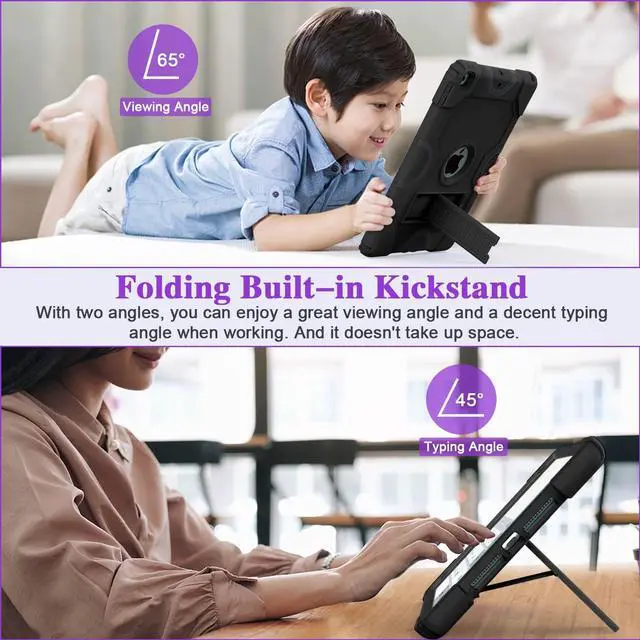 Alt view image 4 of 5 - ZoneFoker for iPad 9th Generation Case, iPad 8th 7th Generation Case, iPad 10.2 Inch 2021/2020/2019 Case, Heavy Duty Rugged Shockproof Protective Cover with Kickstand for Mans Kids Boys Black