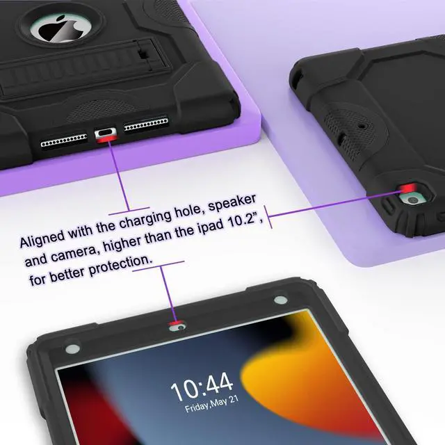 Alt view image 5 of 5 - ZoneFoker for iPad 9th Generation Case, iPad 8th 7th Generation Case, iPad 10.2 Inch 2021/2020/2019 Case, Heavy Duty Rugged Shockproof Protective Cover with Kickstand for Mans Kids Boys Black