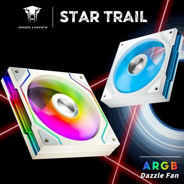 Alt view image 2 of 5 - Jungle Leopard Star Trall X3 ARGB Computer Case Fan,Double Sided Infinity Mirror Design Cooling Fan, 120mm CPU Case Fan PWM 800~1850RPM 58.36CFM 2.07mmH20 HDB Bearing(Triple Pack White Reverse)