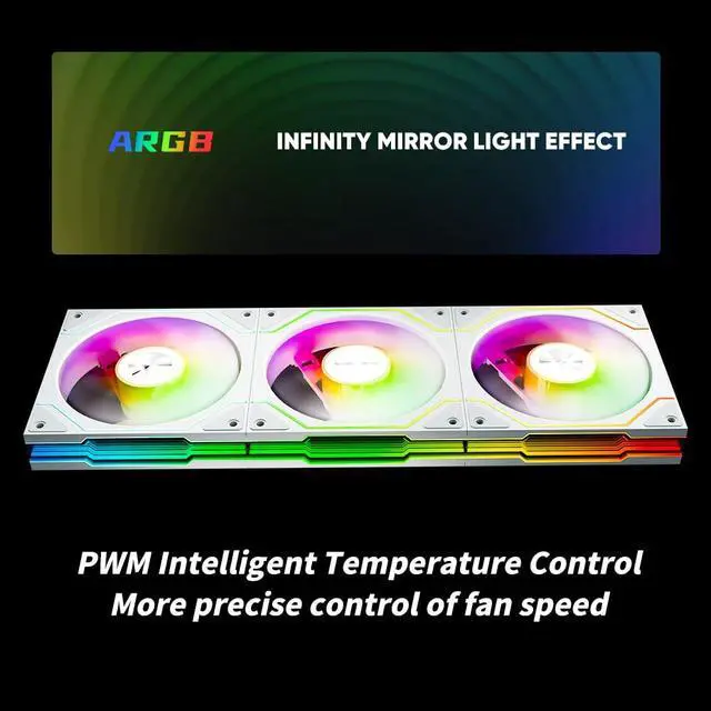 Alt view image 4 of 5 - Jungle Leopard Star Trall X3 ARGB Computer Case Fan,Double Sided Infinity Mirror Design Cooling Fan, 120mm CPU Case Fan PWM 800~1850RPM 58.36CFM 2.07mmH20 HDB Bearing(Triple Pack White Reverse)