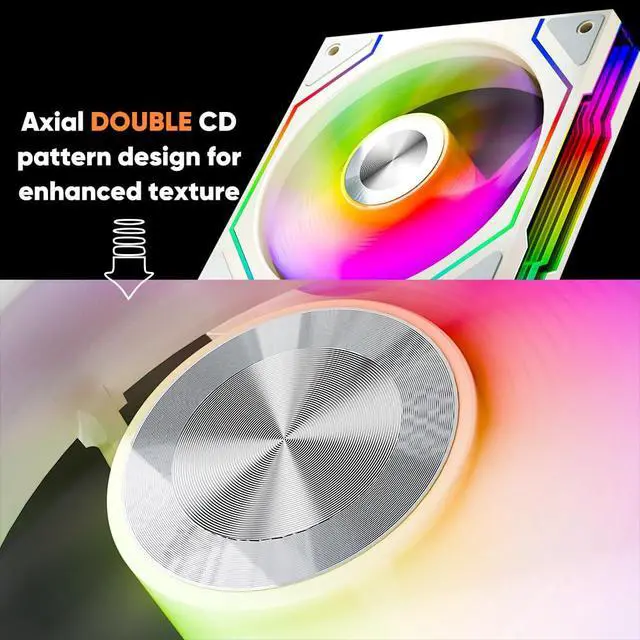Alt view image 3 of 5 - Jungle Leopard Star Trall X3 ARGB Computer Case Fan,Double Sided Infinity Mirror Design Cooling Fan, 120mm CPU Case Fan PWM 800~1850RPM 58.36CFM 2.07mmH20 HDB Bearing(Triple Pack White Reverse)