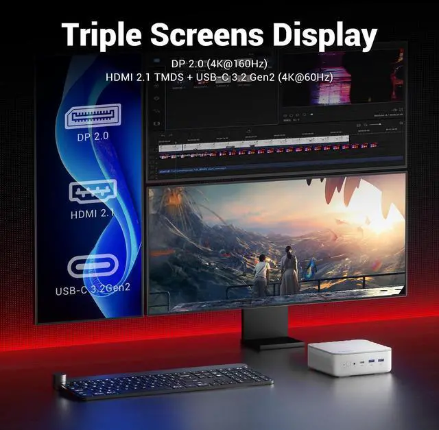 Alt view image 5 of 5 - FIREBAT Mini Gaming PC Computer Ryzen7 8745HS 8C/16T 4.9GHz, Radeon 780M Graphics, 16GB(8GB+8GB) DDR5 5600MHz, 512GB PCIe SSD, WiFi6, BT5.2, Student/Home/Business/Gaming Desktop ComputerA5P