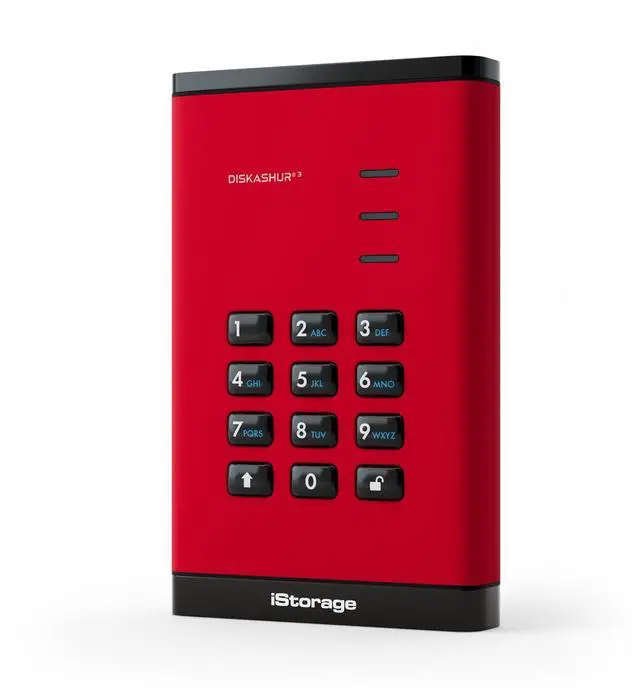 Main image of iStorage diskAshur3 SSD 512GB Red - Secure Portable Solid State Drive - Password Protected - Dust & Water Resistant - Hardware Encryption