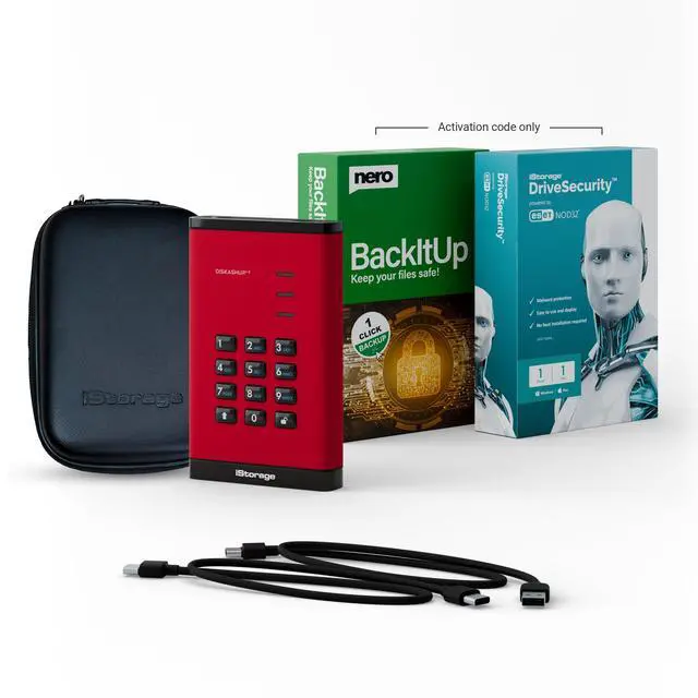 Alt view image 3 of 3 - iStorage diskAshur3 SSD 512GB Red - Secure Portable Solid State Drive - Password Protected - Dust & Water Resistant - Hardware Encryption