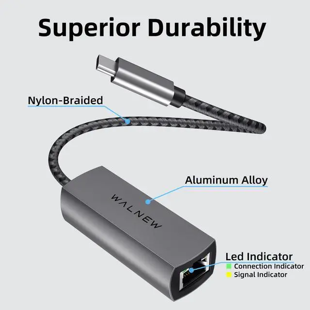 Alt view image 4 of 5 - WALNEW 7-in-1 USB C Hub& USB-C 2.5gb Ethernet Adapter Bundle